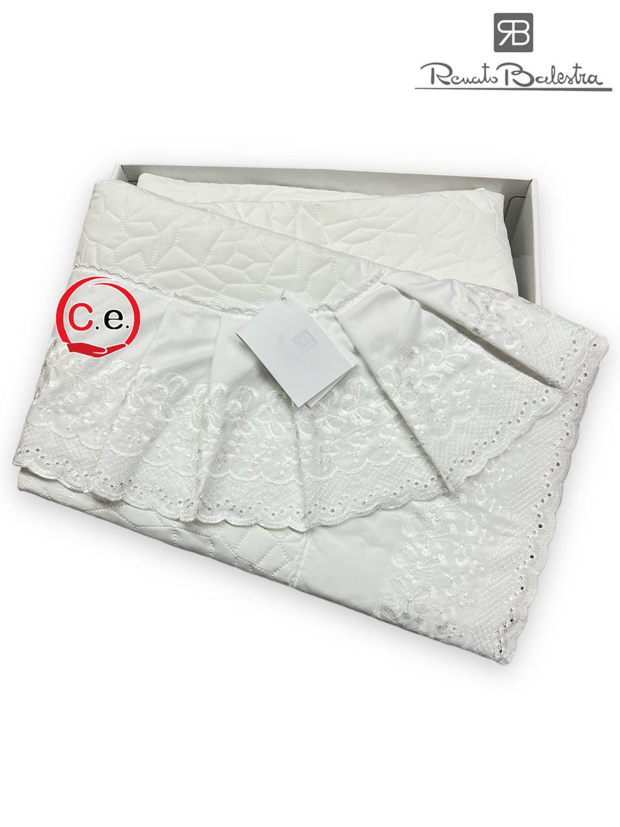 Trapuntino Matrimoniale Renato Balestra Macramè Pizzo Mod. Elisabetta - 260x260 Cm, Ecrù, Con Cuscini