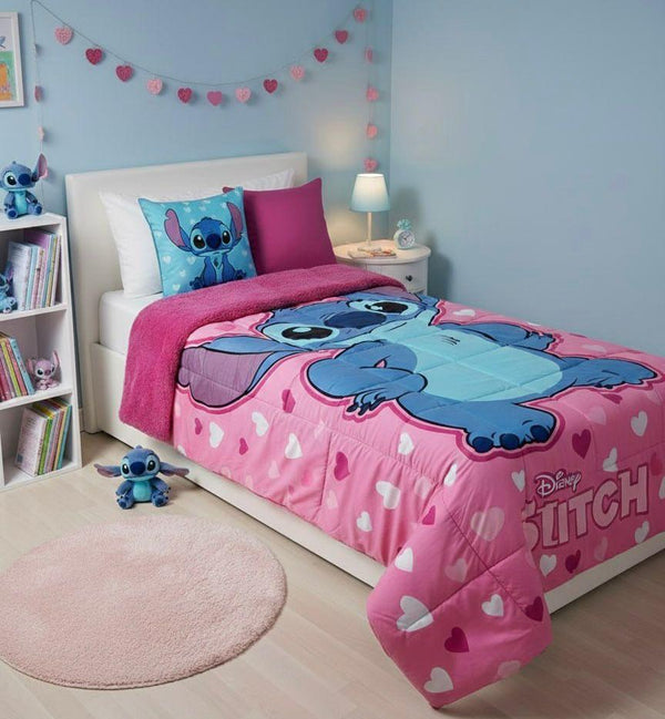 Trapunta Piumone invernale Stitch in velluto con retro in Sherpa - Singolo