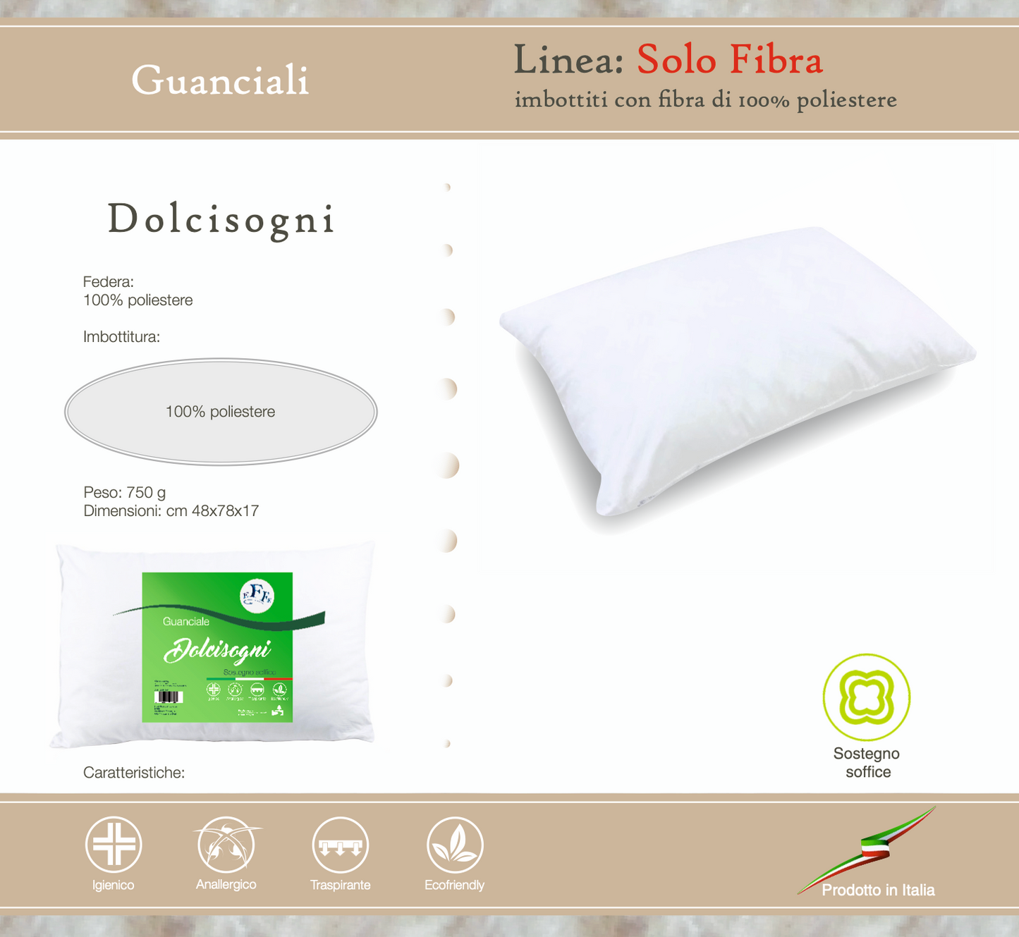 Guanciale Dolcisogni Linea Solo Fibra