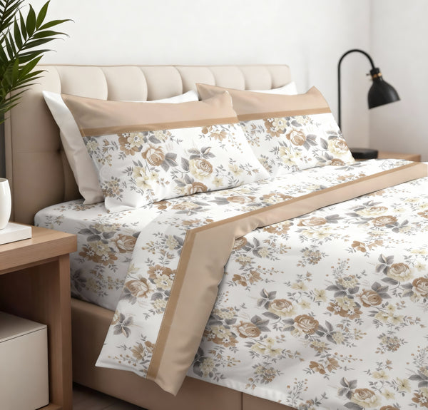 Completo Lenzuola Peonia stampato - Matrimoniale