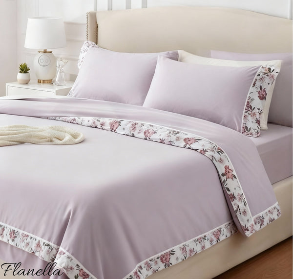 Completo lenzuola Fiordaliso in caldo cotone con fascia digitale stampata in alta definizione