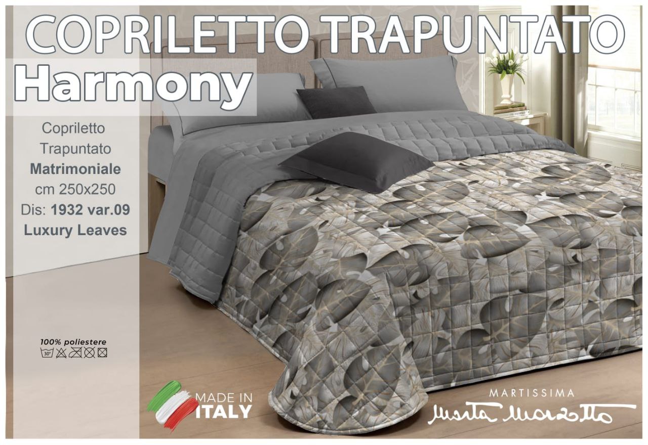 Copriletto Trapuntato Luxury Leaves Double Face in stampa digitale 3D