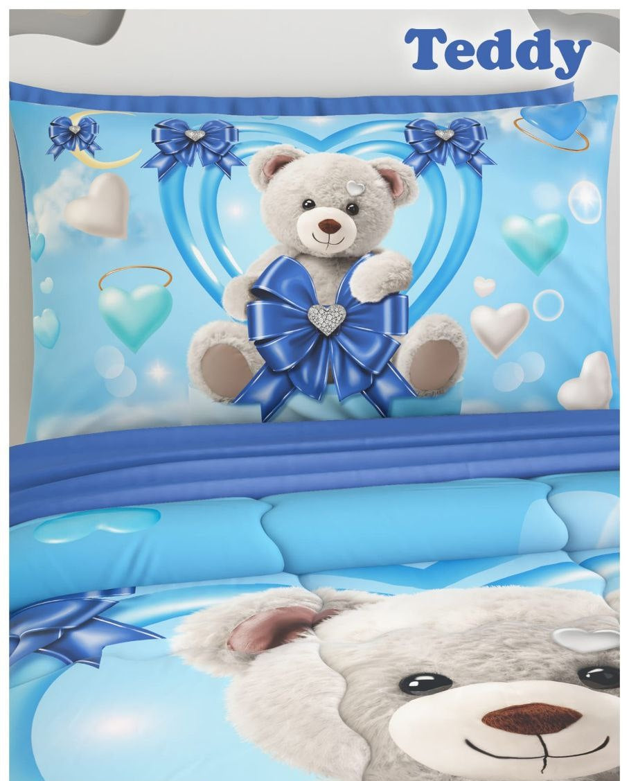 Completo Lenzuola Teddy Kids tinta unita 2 federe - Letto Singolo