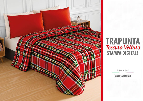 Trapunta natalizia Piumone invernale Tartan in tessuto vellutato