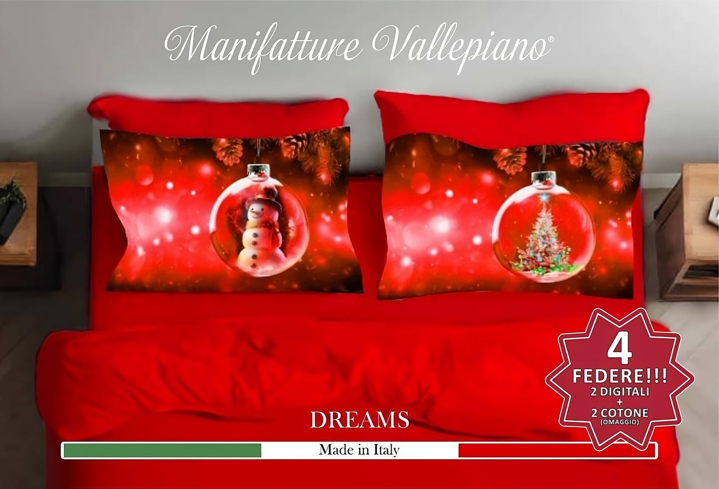 Completo Lenzuola Dreams Christmas Edition con 4 federe