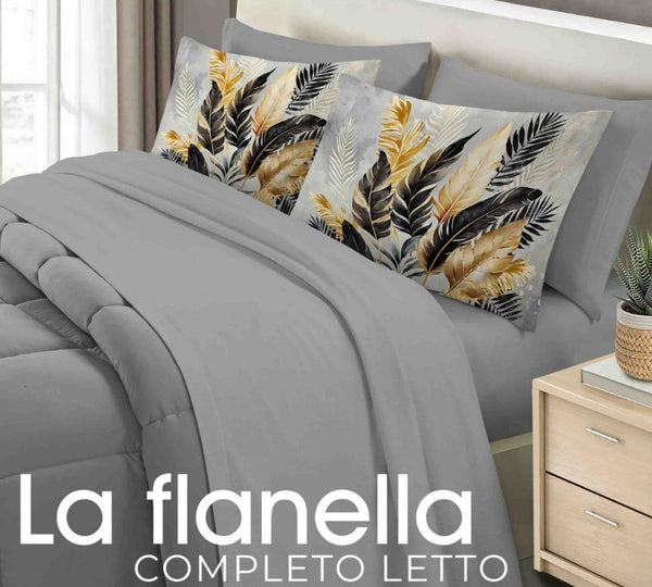 Completo Lenzuola Botanical in flanella con 4 federe