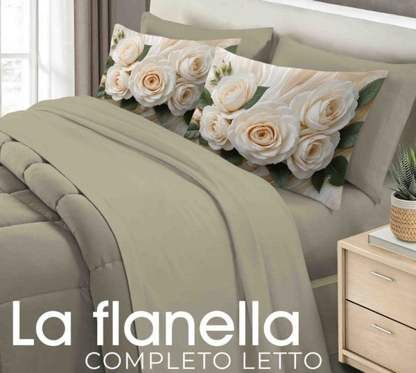 Completo Lenzuola Alba in flanella con 4 federe