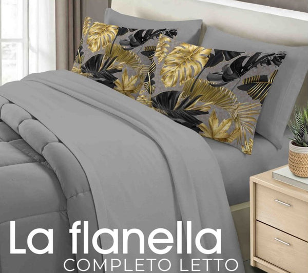 Completo Lenzuola Deva in flanella con 4 federe