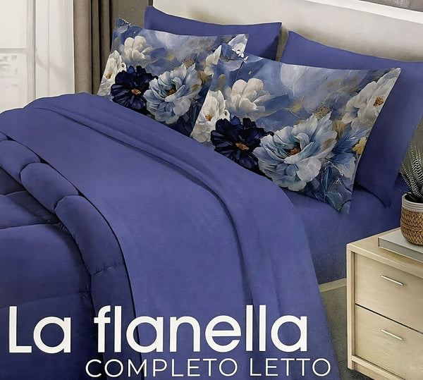 Completo Lenzuola Juliette in flanella con 4 federe