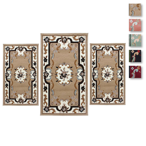 Set Parure Tappeto + Scendiletto 3 pz Tappeti Chinese Garden Rettangolari