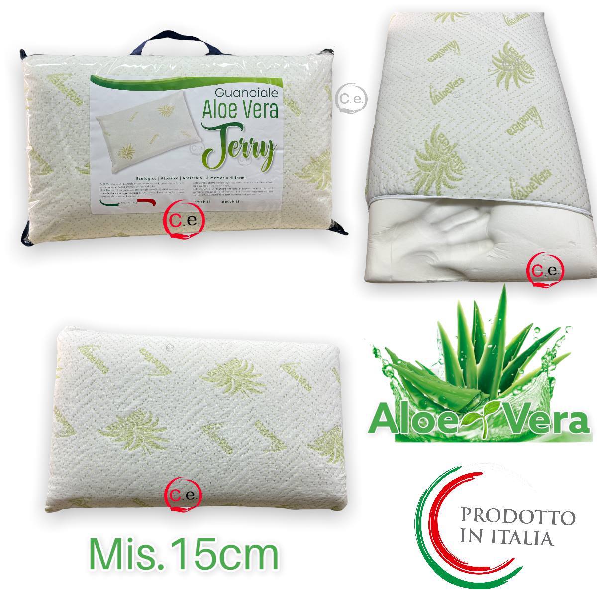 Guanciale Terry con federa in Aloe vera Memory foam