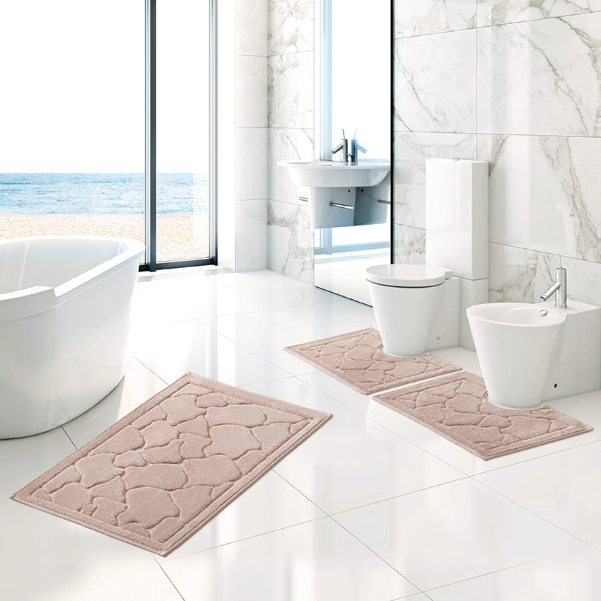 Set 3pz tappetini bagno Foglia  in morbido cotone